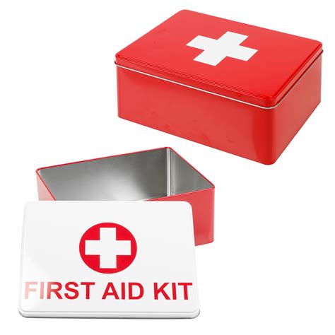 empty metal first aid case box|small empty first aid kit.